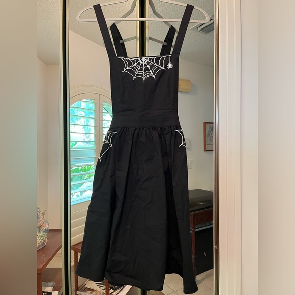 ModCloth Halloween Spiderweb Overall Jumper Skirt Size Small - Picture 1 of 4